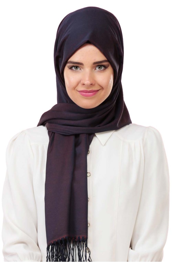 Cachmira Düz Viskon Lacivert Şal 